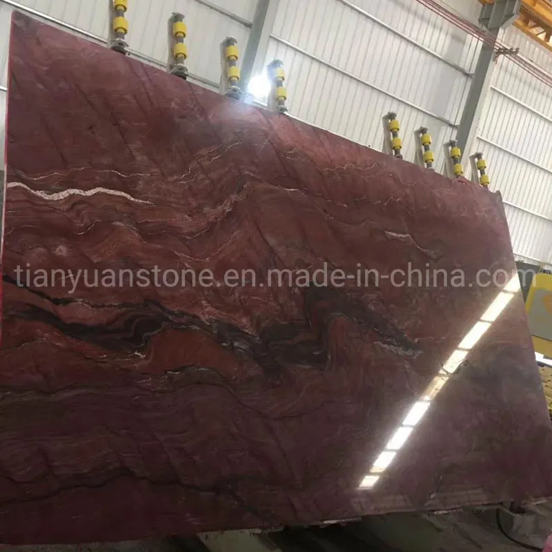 Natural Granite/Quartzite Slabs Fusion Fire Silk Red Marble